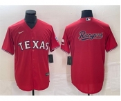 Men's Texas Rangers Red Team Big Logo With Patch Cool Base Stitched Baseball Jersey