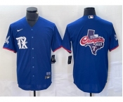 Men's Texas Rangers Royal 2023 World Series Champions Big Logo Cool Base Stitched Baseball Jersey