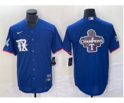 Men's Texas Rangers Royal 2023 World Series Champions Big Logo Cool Base Stitched Baseball Jerseys