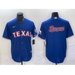 Men's Texas Rangers Royal Team Big Logo With Patch Cool Base Stitched Baseball Jersey