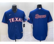 Men's Texas Rangers Royal Team Big Logo With Patch Cool Base Stitched Baseball Jersey