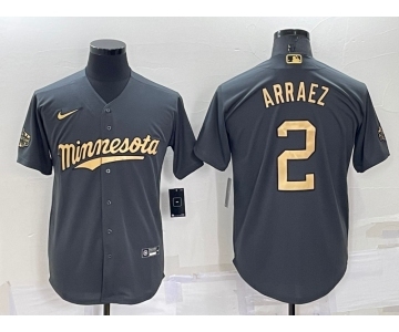 Men's Minnesota Twins #2 Luis Arraez Charcoal 2022 All-Star Cool Base Stitched Baseball Jersey