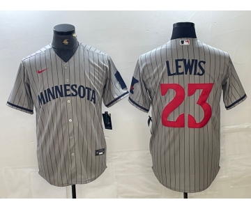 Men's Minnesota Twins #23 Royce Lewis 2023 Grey Home Team Cool Base Stitched Jersey