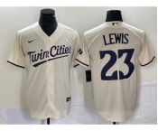 Men's Minnesota Twins #23 Royce Lewis Cream Cool Base Stitched Baseball Jersey