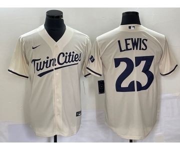 Men's Minnesota Twins #23 Royce Lewis Cream Cool Base Stitched Baseball Jersey