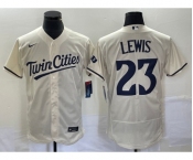 Men's Minnesota Twins #23 Royce Lewis Cream Flex Base Stitched Baseball Jersey