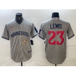 Men's Minnesota Twins #23 Royce Lewis Number 2023 Grey Home Team Cool Base Stitched Jersey