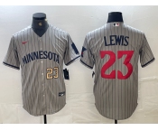 Men's Minnesota Twins #23 Royce Lewis Number 2023 Grey Home Team Cool Base Stitched Jersey