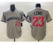 Men's Minnesota Twins #23 Royce Lewis Number 2023 Grey Home Team Cool Base Stitched Jerseys