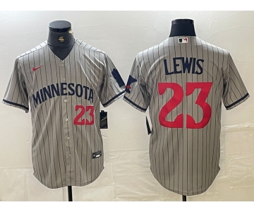 Men's Minnesota Twins #23 Royce Lewis Number 2023 Grey Home Team Cool Base Stitched Jerseys