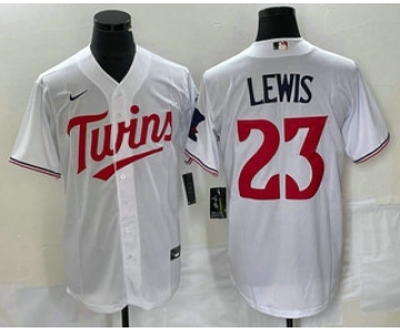 Men's Minnesota Twins #23 Royce Lewis White Red Stitched MLB Cool Base Nike Jersey