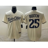 Men's Minnesota Twins #25 Byron Buxton 2023 Cream Cool Base Stitched Jersey