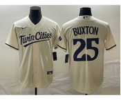 Men's Minnesota Twins #25 Byron Buxton 2023 Cream Cool Base Stitched Jersey