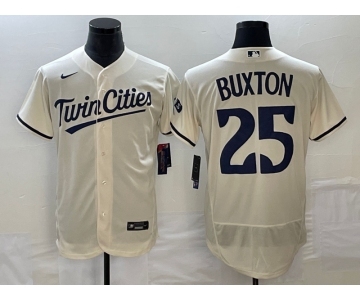 Men's Minnesota Twins #25 Byron Buxton 2023 Cream Flex Base Stitched Jersey