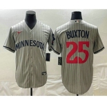 Men's Minnesota Twins #25 Byron Buxton 2023 Grey Home Team Cool Base Stitched Jersey