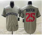 Men's Minnesota Twins #25 Byron Buxton 2023 Grey Home Team Cool Base Stitched Jersey