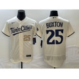 Men's Minnesota Twins #25 Byron Buxton Number 2023 Cream Flex Base Stitched Jersey