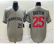 Men's Minnesota Twins #25 Byron Buxton Number 2023 Grey Home Team Cool Base Stitched Jersey