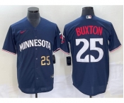 Men's Minnesota Twins #25 Byron Buxton Number 2023 Navy Blue Cool Base Stitched Jersey