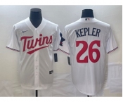 Men's Minnesota Twins #26 Max Kepler White Red Stitched MLB Cool Base Nike Jersey