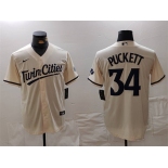 Men's Minnesota Twins #34 Kirby Puckett Cream Cool Base Stitched Baseball Jersey