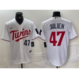 Men's Minnesota Twins #47 Edouard Julien White Cool Base Stitched Jersey