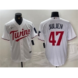 Men's Minnesota Twins #47 Edouard Julien White Cool Base Stitched Jerseys