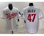 Men's Minnesota Twins #47 Edouard Julien White Cool Base Stitched Jerseys