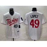 Men's Minnesota Twins #49 Pablo Lopez Number White Stitched MLB Cool Base Nike Jersey