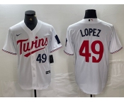 Men's Minnesota Twins #49 Pablo Lopez Number White Stitched MLB Cool Base Nike Jersey