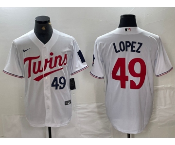 Men's Minnesota Twins #49 Pablo Lopez Number White Stitched MLB Cool Base Nike Jersey