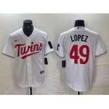 Men's Minnesota Twins #49 Pablo Lopez White Stitched MLB Cool Base Nike Jersey