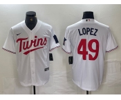 Men's Minnesota Twins #49 Pablo Lopez White Stitched MLB Cool Base Nike Jersey