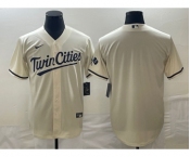 Men's Minnesota Twins Blank Cream Cool Base Stitched Baseball Jersey