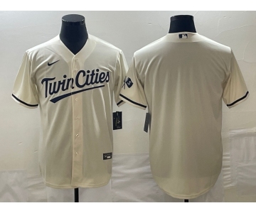 Men's Minnesota Twins Blank Cream Cool Base Stitched Baseball Jersey