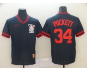 Men's Nike Majestic Minnesota Twins #34 Kirby Puckett Navy Blue M&N MLB Jersey