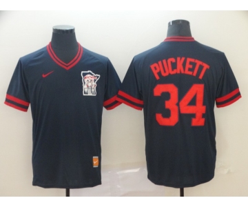 Men's Nike Majestic Minnesota Twins #34 Kirby Puckett Navy Blue M&N MLB Jersey