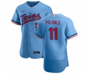 Men's Nike Minnesota Twins #11 Jorge Polanco Light Blue Alternate 2020 Authentic Team Baseball Jersey