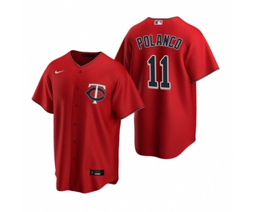 Men's Nike Minnesota Twins #11 Jorge Polanco Red Alternate Stitched Baseball Jersey