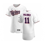 Men's Nike Minnesota Twins #11 Jorge Polanco White Home 2020 Authentic Player Baseball Jersey