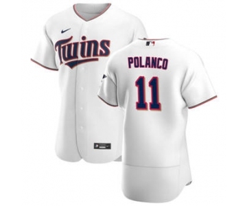 Men's Nike Minnesota Twins #11 Jorge Polanco White Home 2020 Authentic Player Baseball Jersey