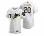 Men's Nike Minnesota Twins #20 Eddie Rosario White 2020 Authentic Golden Edition Baseball Jersey