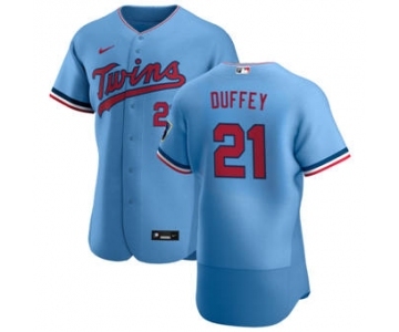 Men's Nike Minnesota Twins #21 Tyler Duffey Light Blue Alternate 2020 Authentic Team Baseball Jersey