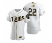 Men's Nike Minnesota Twins #22 Miguel Sano White 2020 Authentic Golden Edition Baseball Jersey