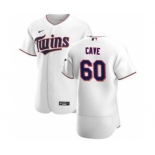 Men's Nike Minnesota Twins #60 Jake Cave White Home 2020 Authentic Player Baseball Jersey