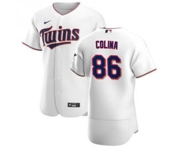 Men's Nike Minnesota Twins #86 Edwar Colina White Home 2020 Authentic Player Baseball Jersey