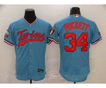 Nike Men's Minnesota Twins #34 Kirby Puckett Authentic Light Blue Alternate Flex Base Authentic Collection Baseball Jersey