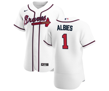 Atlanta Braves #1 Ozzie Albies Men's Nike White Home 2020 Authentic Player MLB Jersey