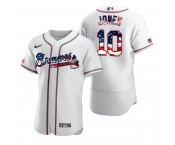 Atlanta Braves #10 Chipper Jones Men's Nike White Fluttering USA Flag Limited Edition Authentic MLB Jersey