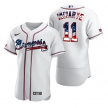 Atlanta Braves #11 Ender Inciarte Men's Nike White Fluttering USA Flag Limited Edition Authentic MLB Jersey